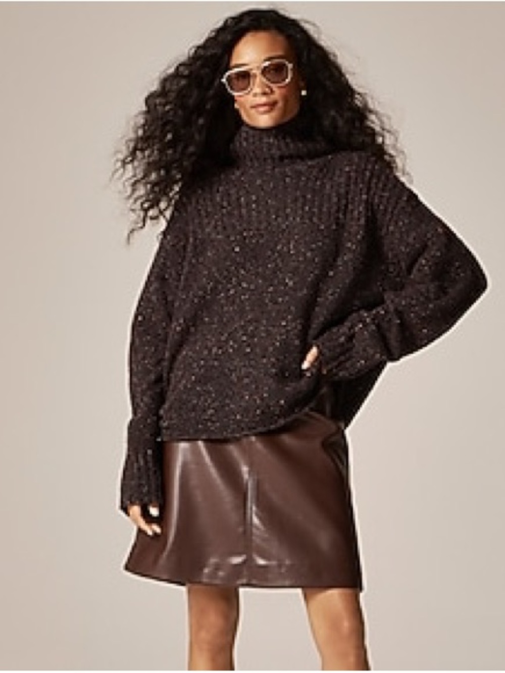 Speckled Charcoal Turtleneck Sweater - Relaxed Fit